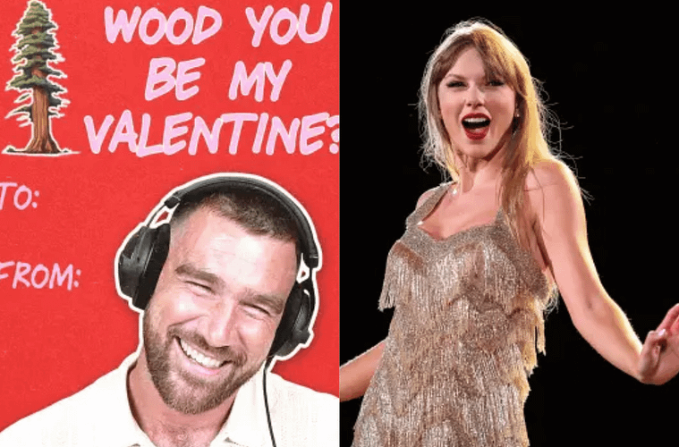 Travis Kelce Jokes With Taylor Swift Lyric in Valentine Bit