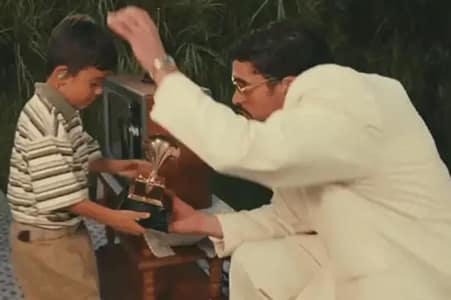 Bad Bunny hands Grammy to young boy at halftime