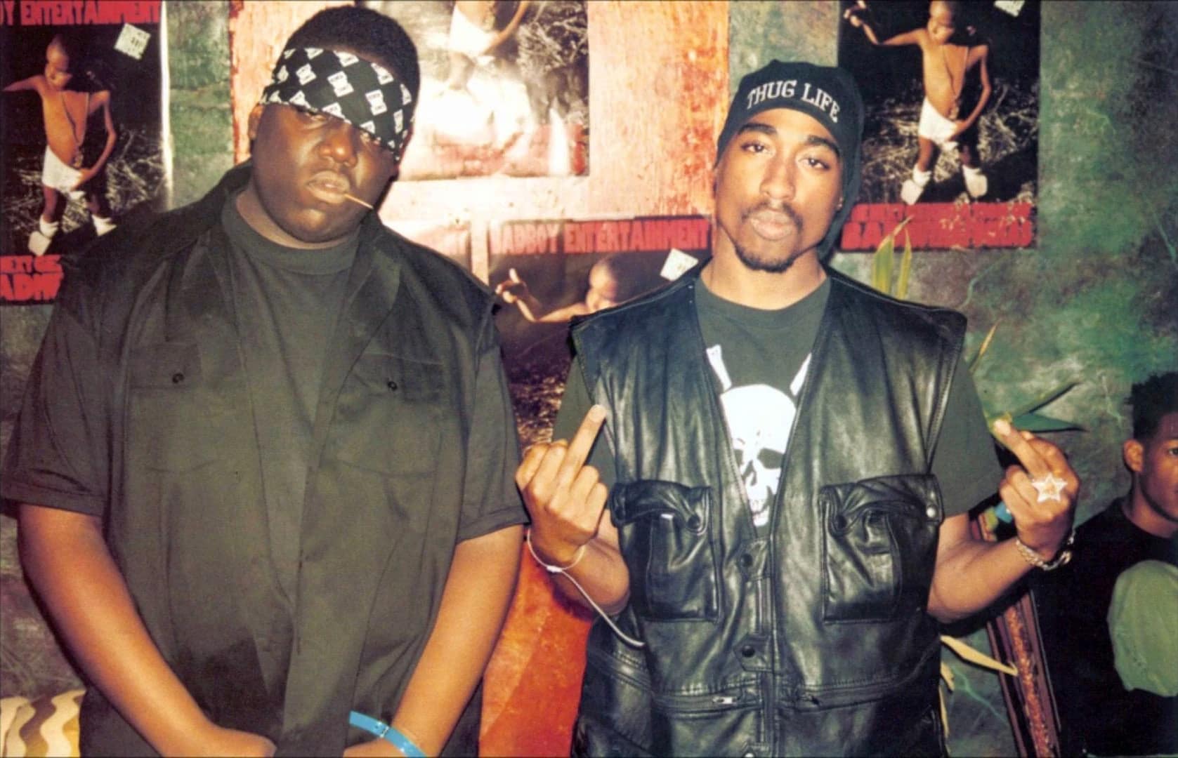 Biggie and Tupac representing the East and West Coast.