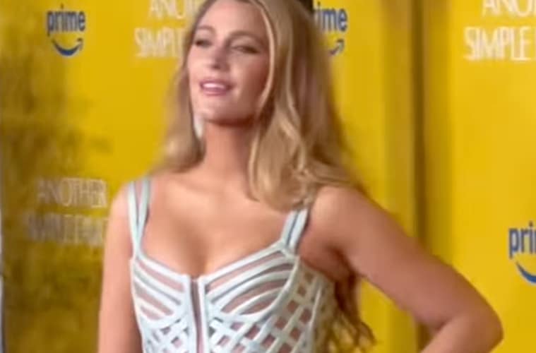 Blake Lively Another Simple Favor Premiere Makeup Tan Stain Dress Exposed