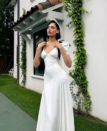 Nara Smith in a white dress