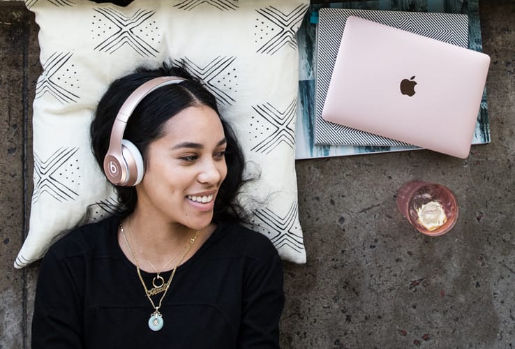 pink wireless headphones