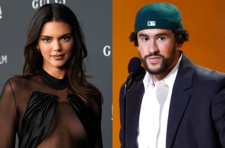 Kendall Jenner and Bad Bunny pictured side by side