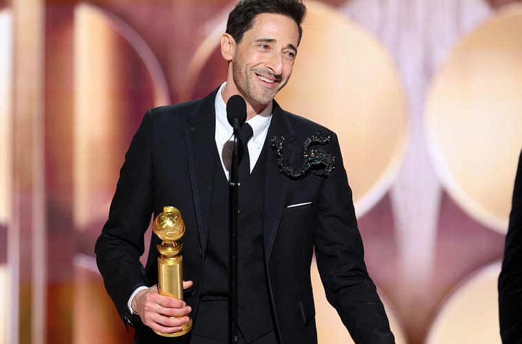 Adrien Brody Honors Family in Emotional Golden Globe Speech