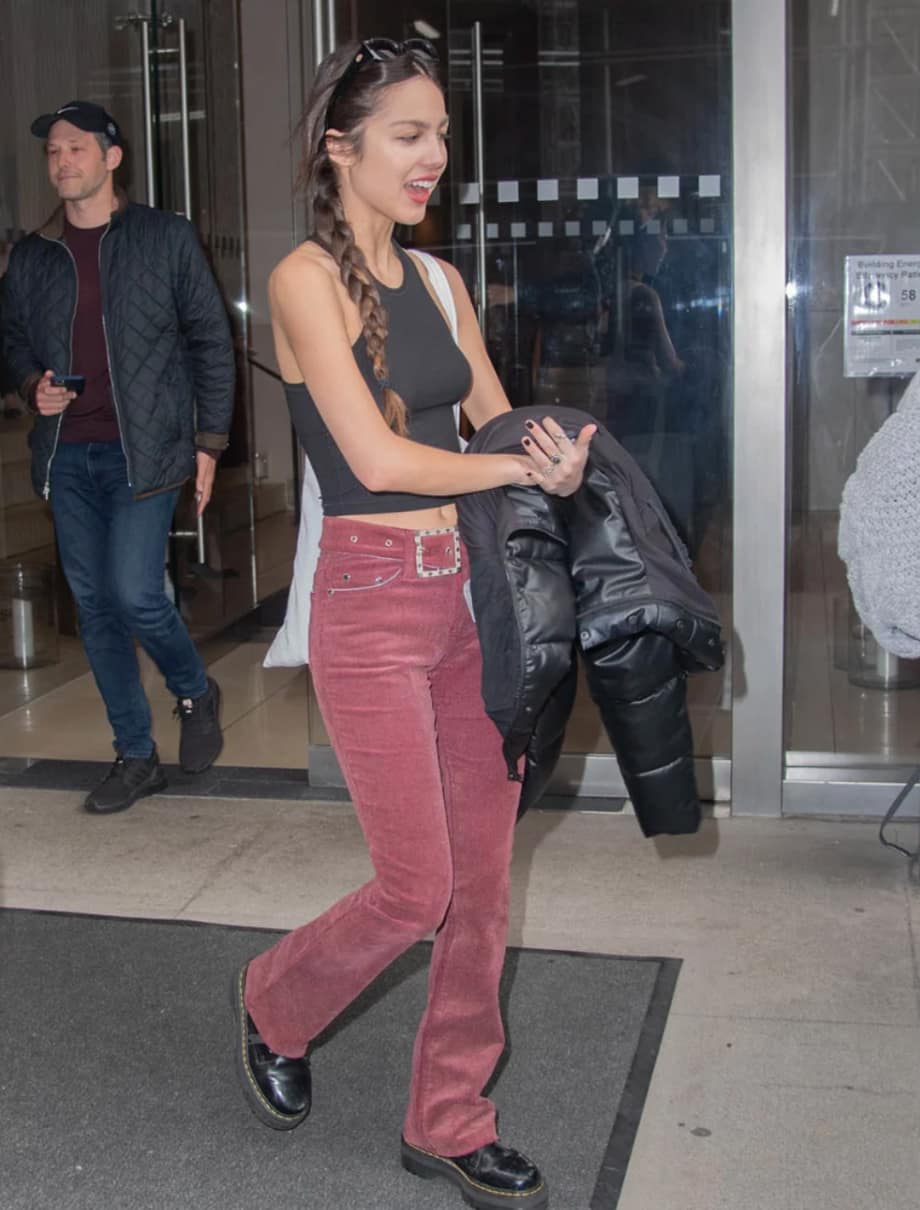 Olivia Rodrigo photographed out wearing corduroy pants