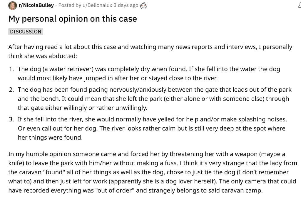 who found Nicola Bulleys phone