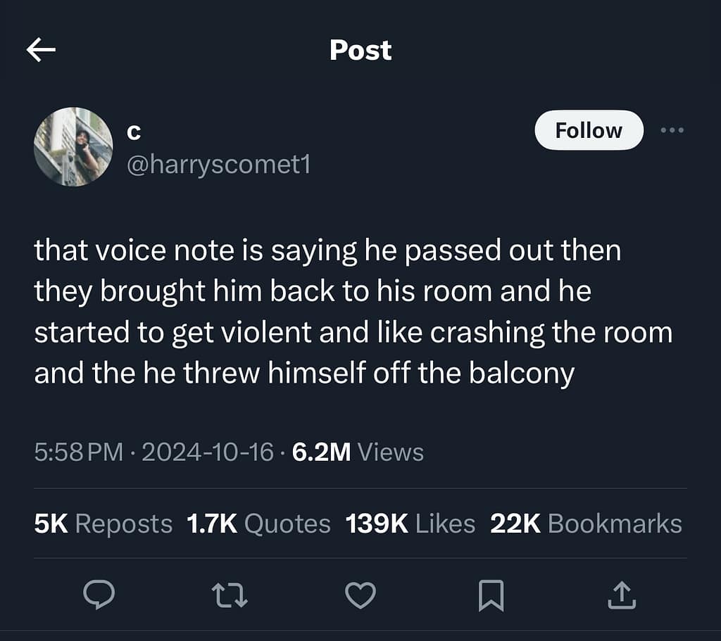 Was Liam Payne on Ketamine