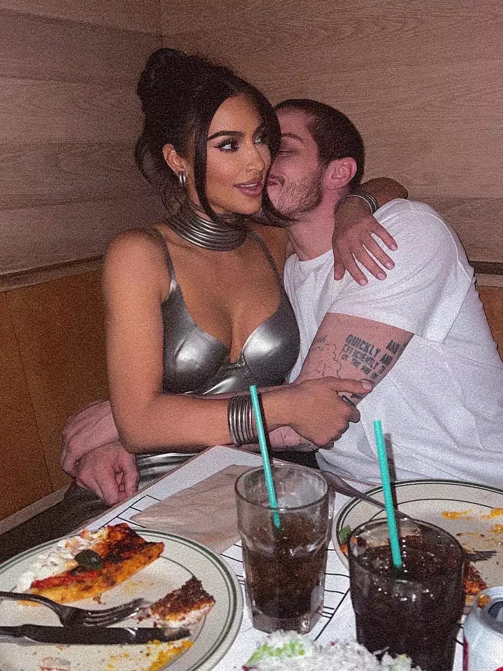 Kim and Pete having dinner.