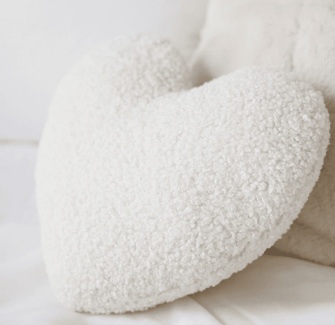 pottery barn heart shaped pillow