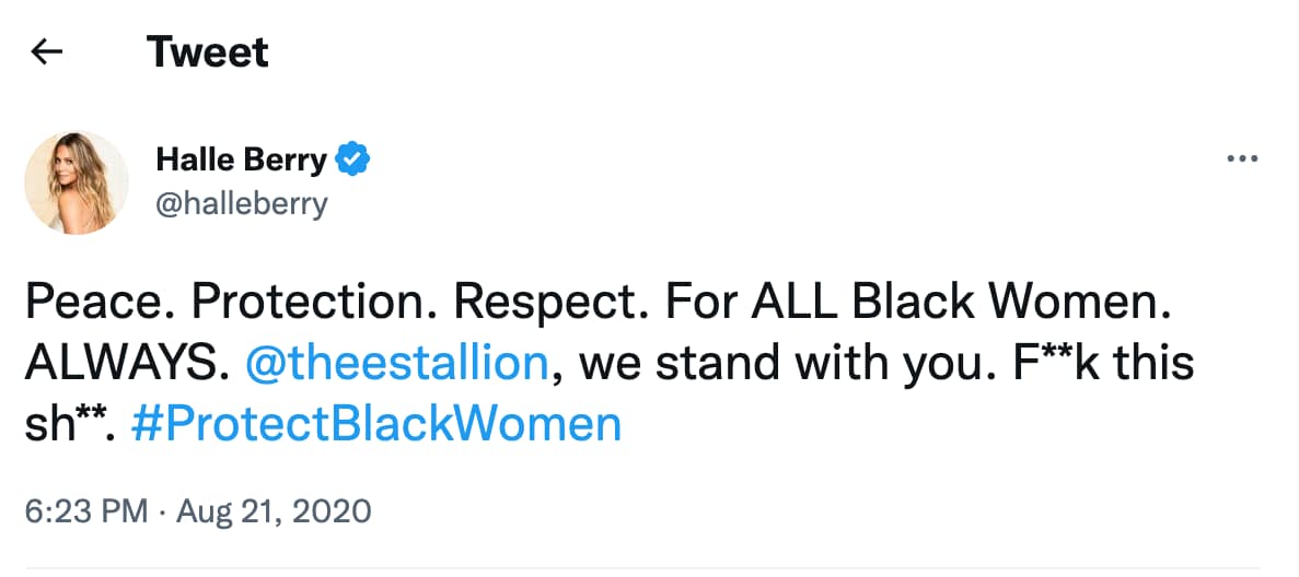 Halle Berry supporting Megan Thee Stallion