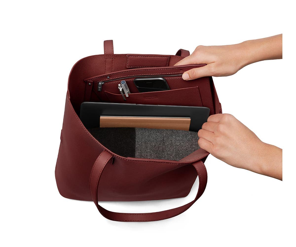 burgundy tote interior