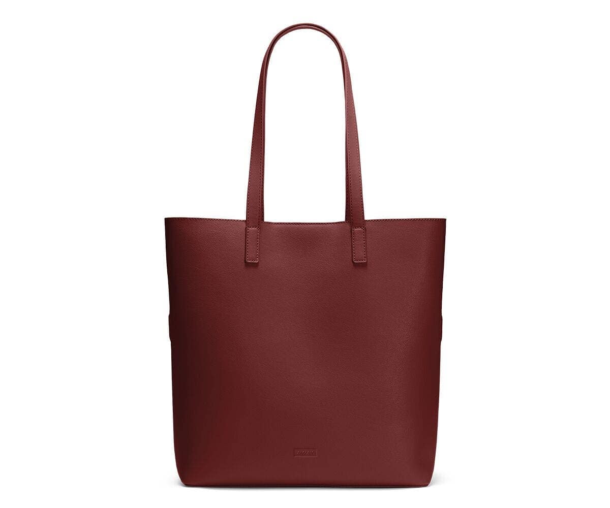 burgundy tote bag