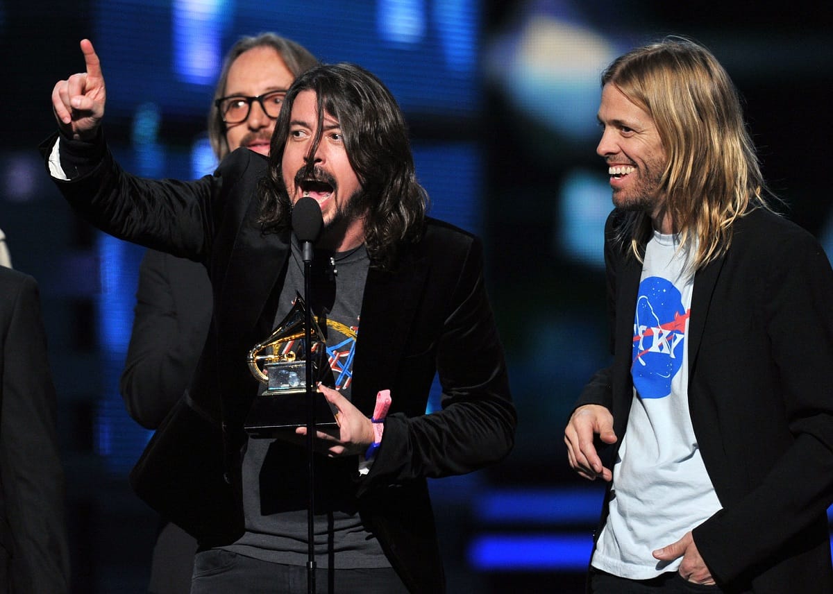 Foo Fighters with the Grammy award.