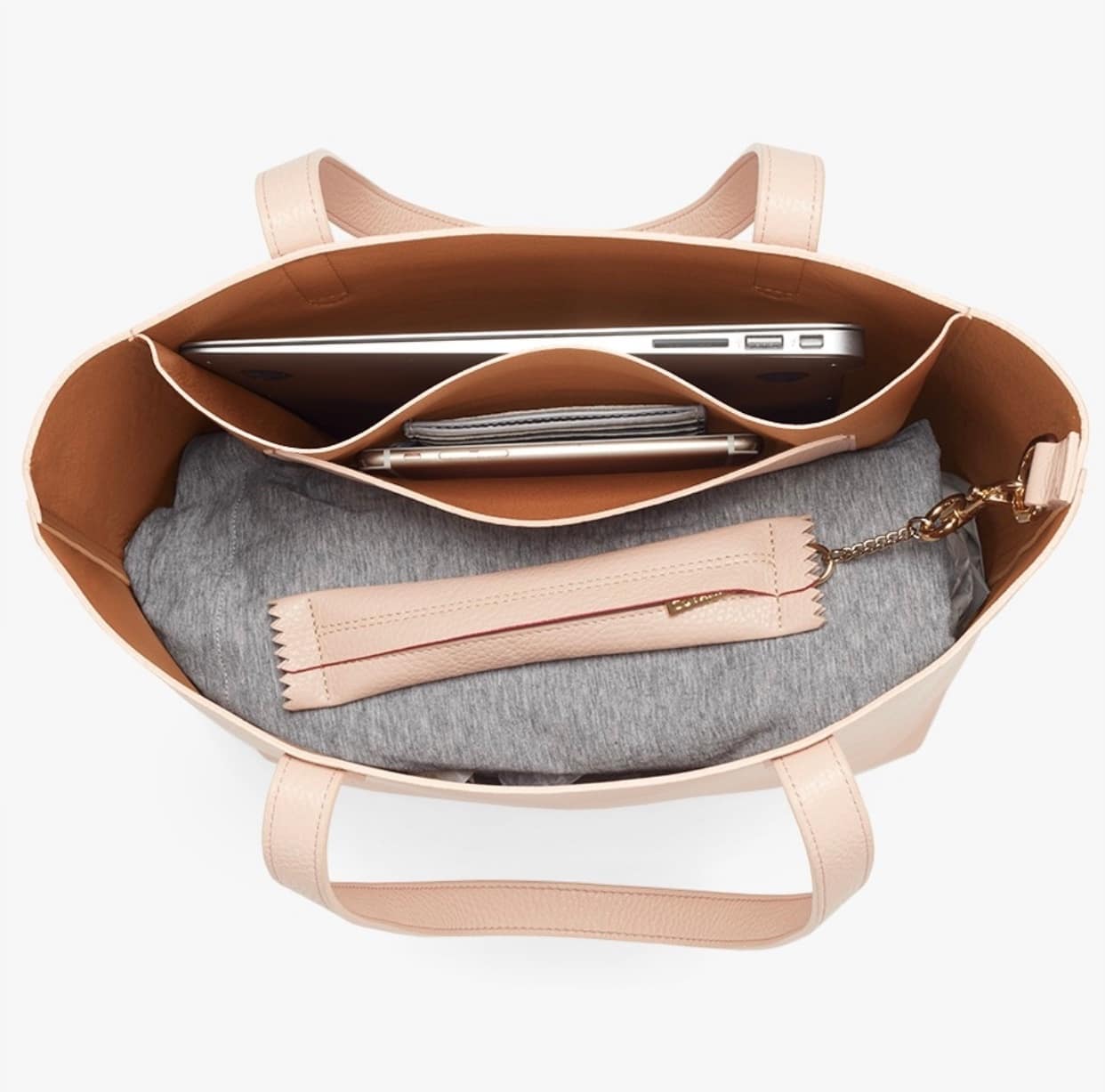 beige tote interior