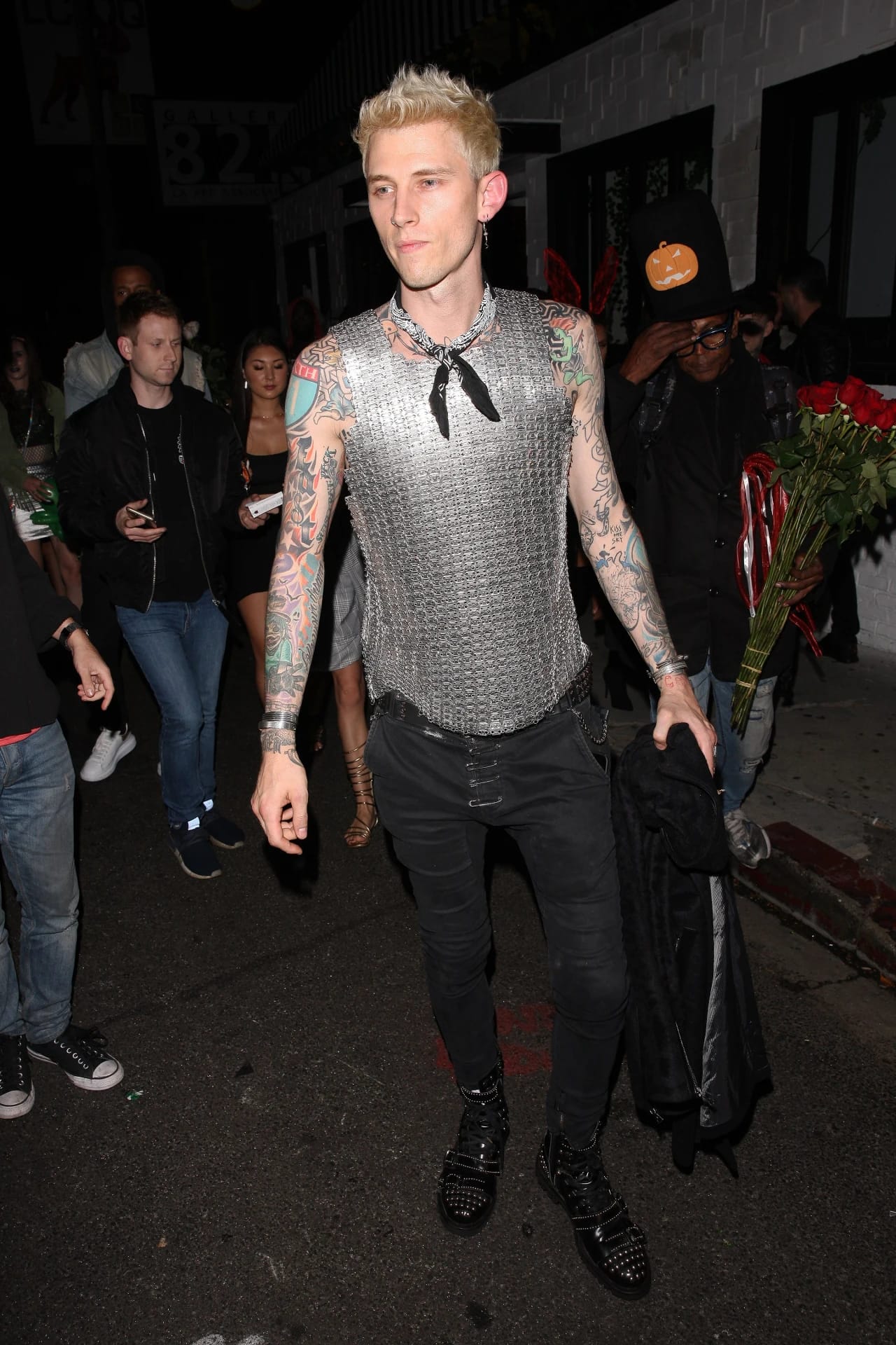 Machine Gun Kelly in chain mail.