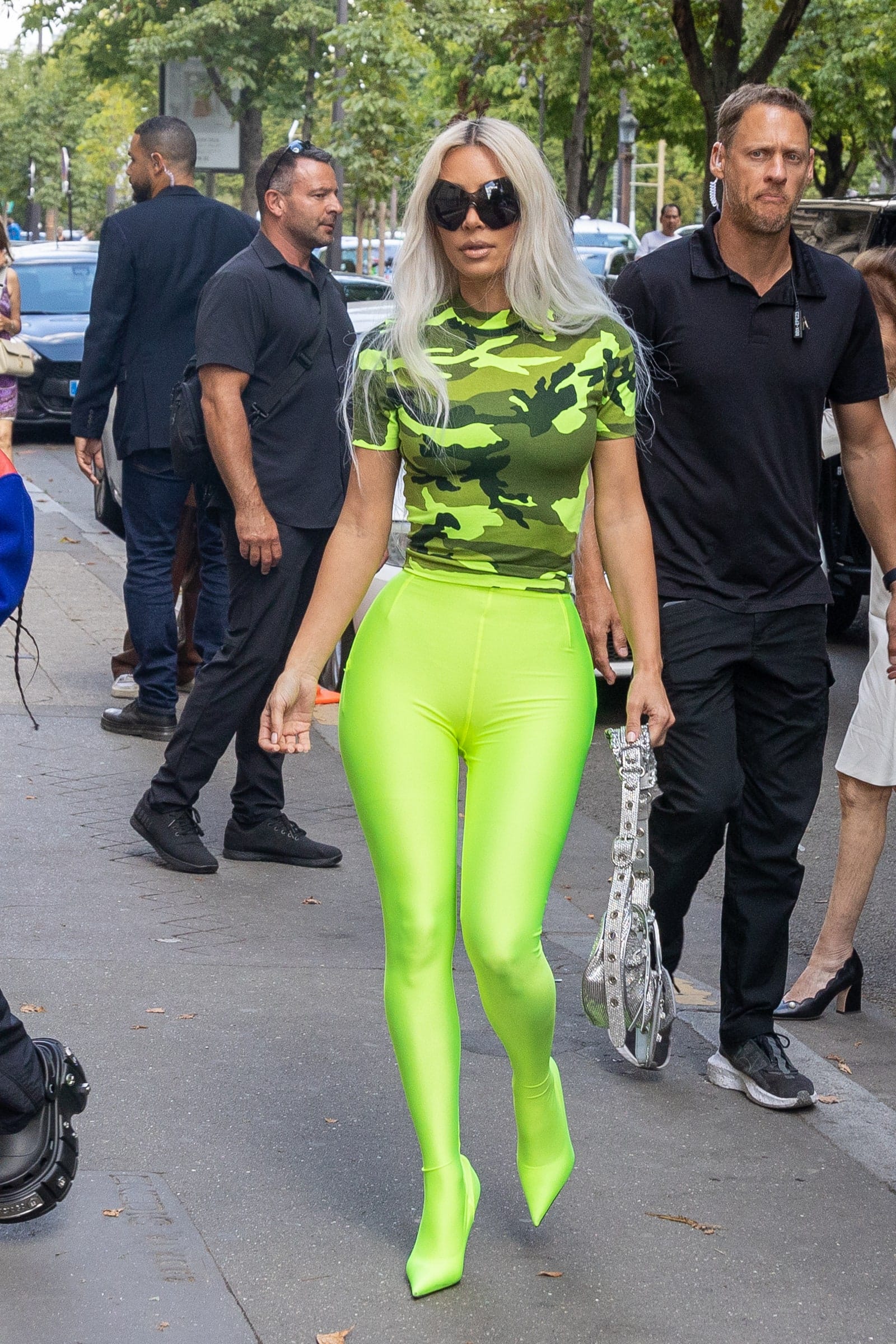 Kim Kardashian in all green outfit