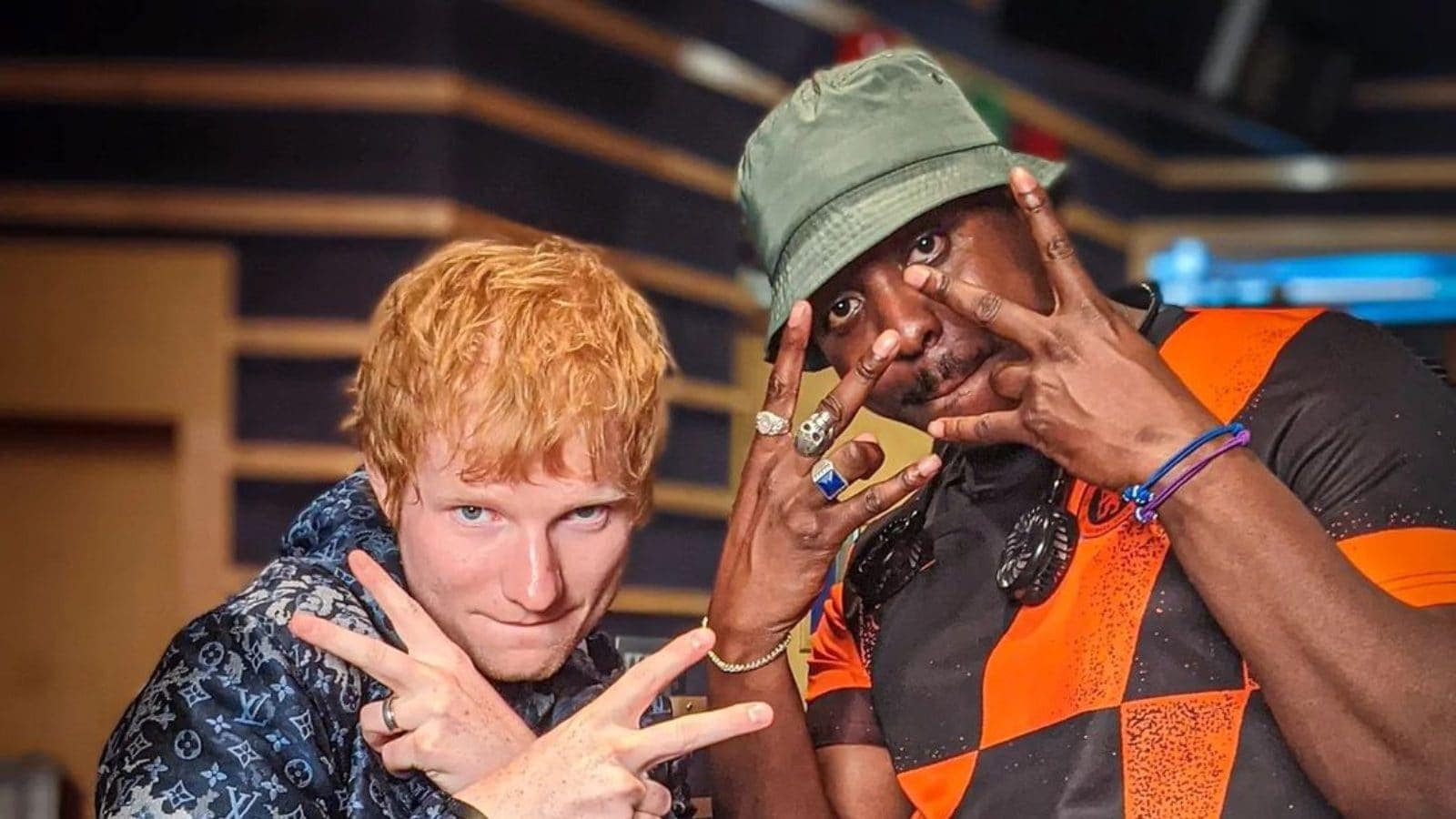 Ed Sheeran and the late Jamal Edwards pose for a picture.