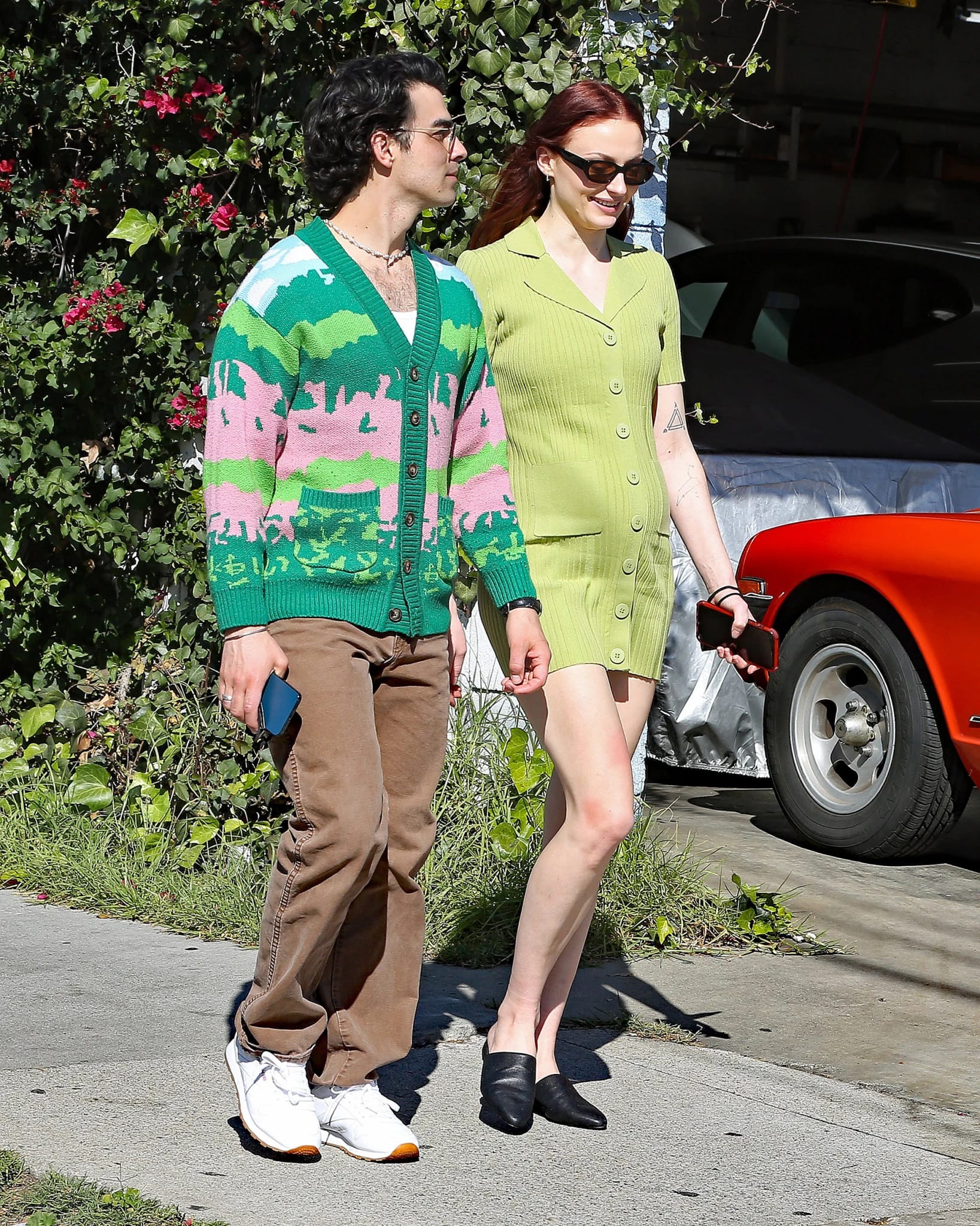 Joe Jonas and Sophie Turner on a walk