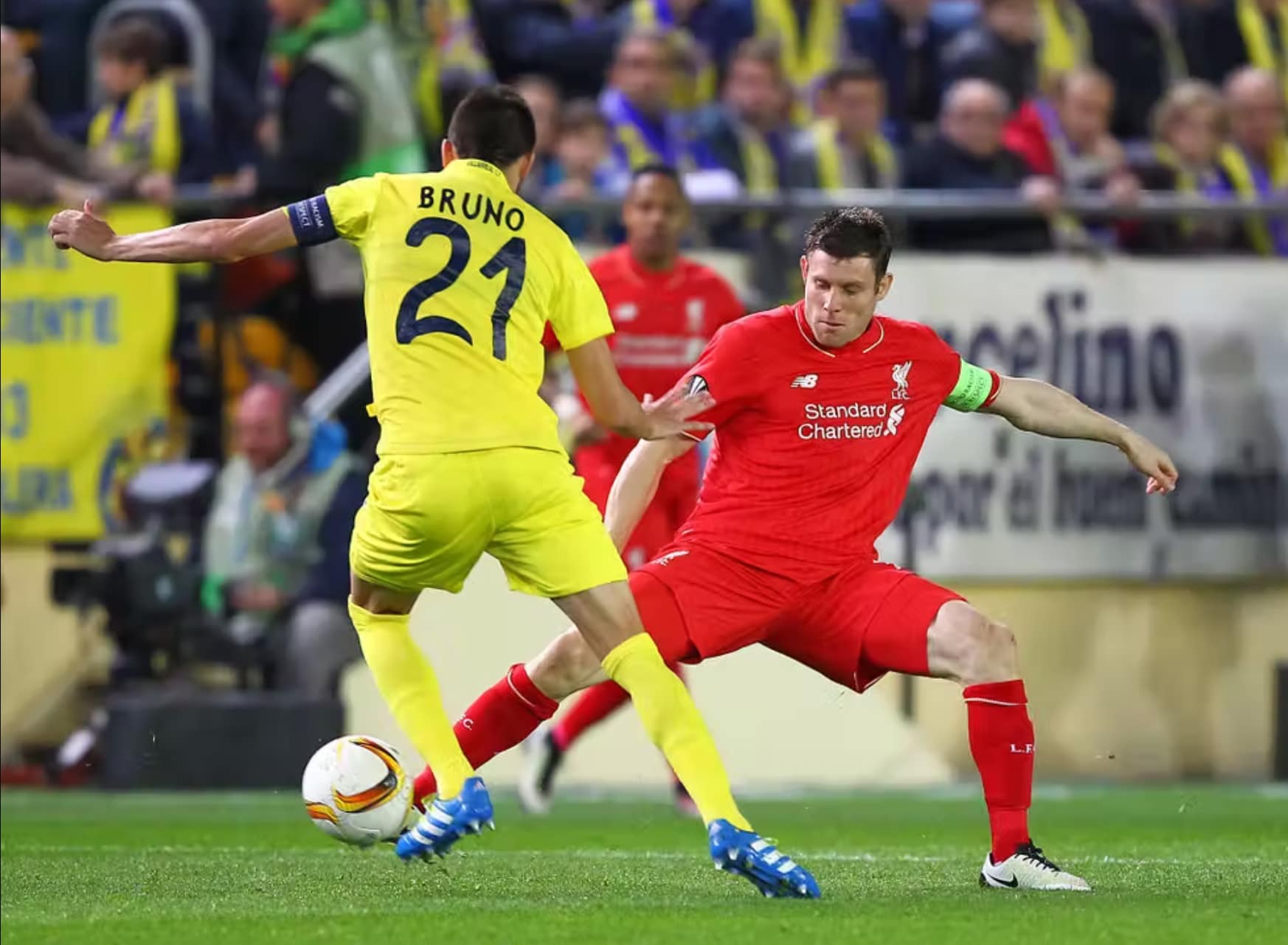 James Milner in action against Villareal.