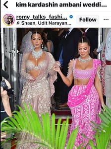 Kim and Khloe Kardashian Stun In Lehengas and Diamonds At Ambani Wedding