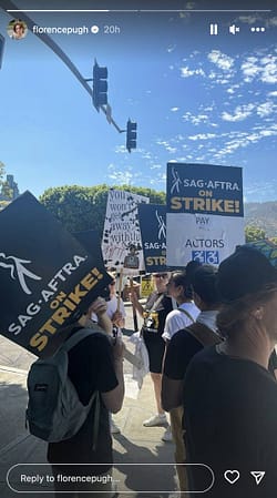 A view of the SAG-AFTRA march from inside the picket line.