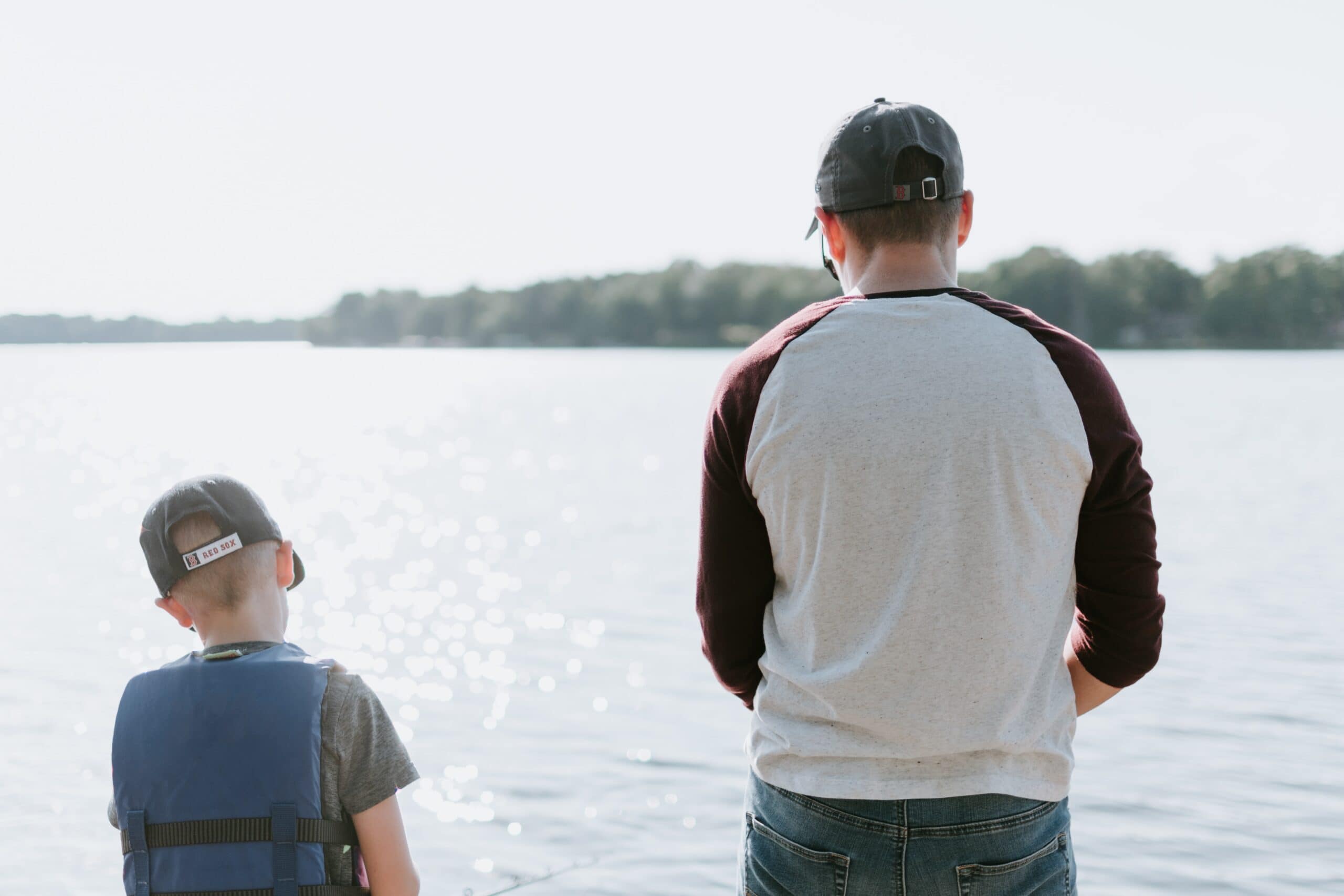 Dad and son fishing
