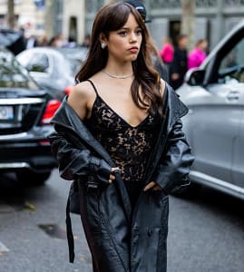 Jenna Ortega in a black dress