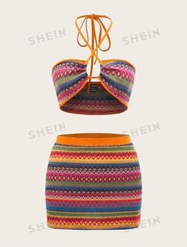 Shein crochet skirt set