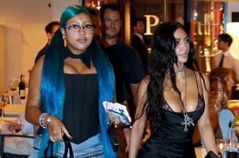 North West Twins with Kim Kardashian in All-Black Rome Look