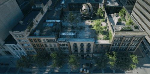 A screenshot of Toronto homes as seen in the Umbrella Academy
