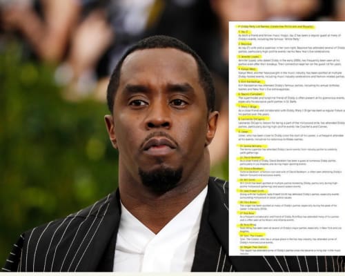 Diddy Freak Off Party Guest List