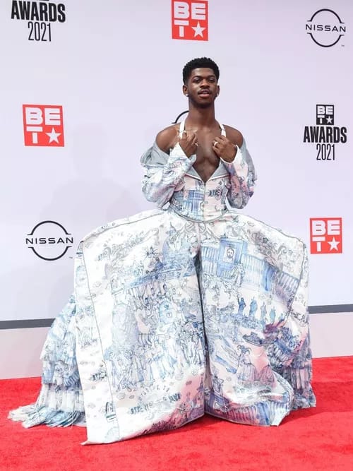 Lil Nas X Wearing a Dress Fashion Fluid 2022