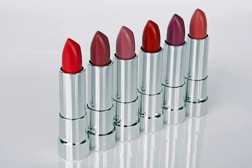 quality low priced lipstick in a row with red and pink colours