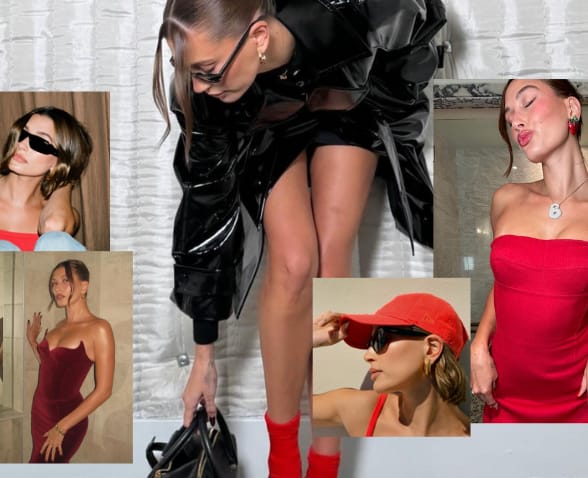 Hailey Bieber Cherry Red Celebrity Style Inspiration