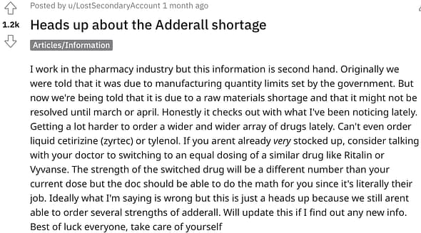 Adderall shortage Reddit