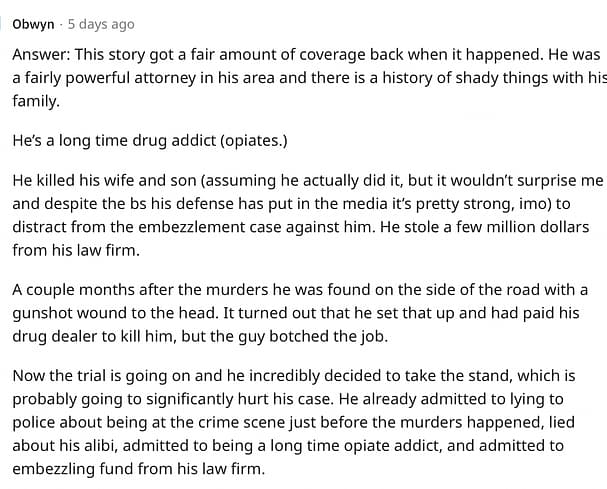 Why did Alex Murdaugh kill family Reddit