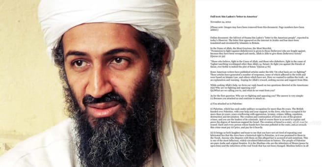 Osama Bin Laden Letter to USA Full Text