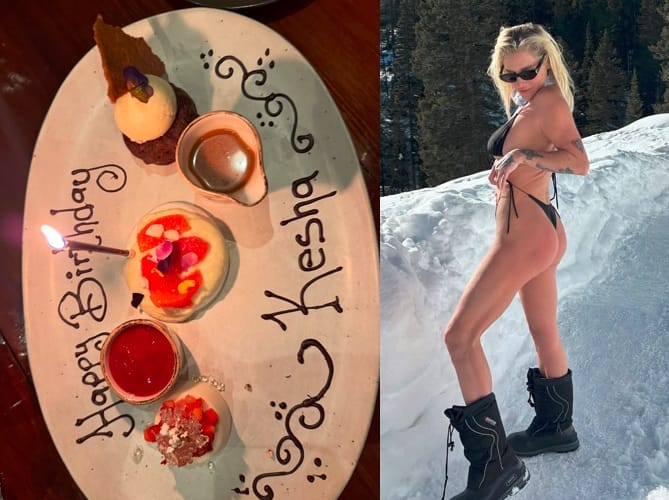 Kesha Stuns in Icy Bikini for 38th Birthday Bash