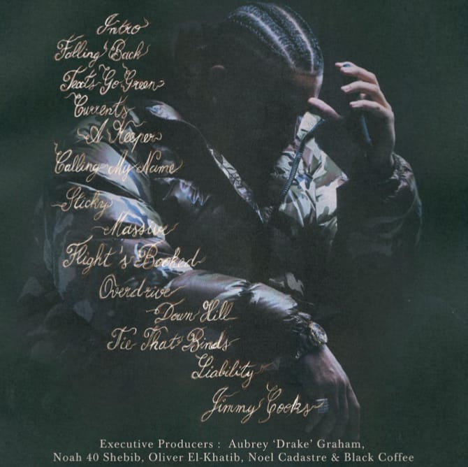 Album track name list and Drake Pictured