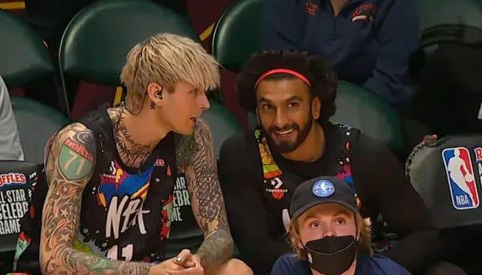 Ranveer Singh pictured with rapper Machine Gun Kelly.
