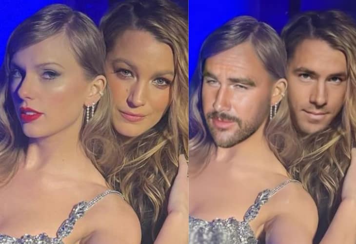 Ryan Reynolds And Travis Kelce Edited Picture Taylor Swift And Blake Lively