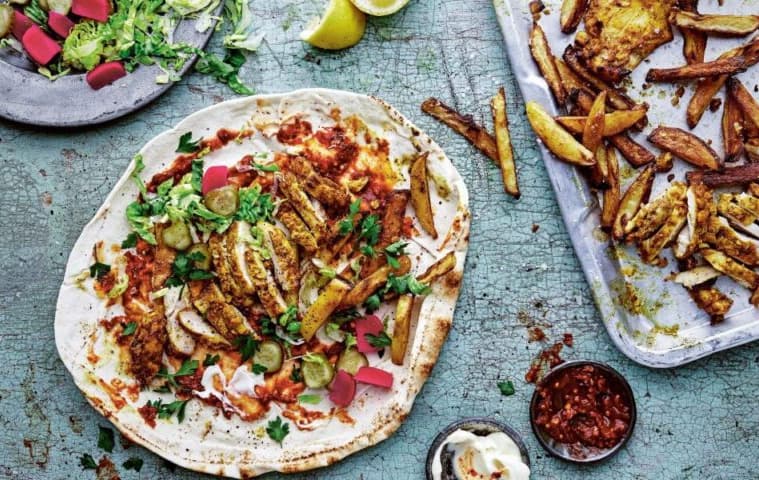 tortilla wrap with veggies and meat