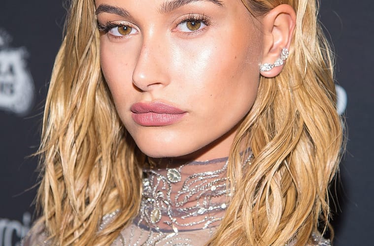 close up of hailey bieber