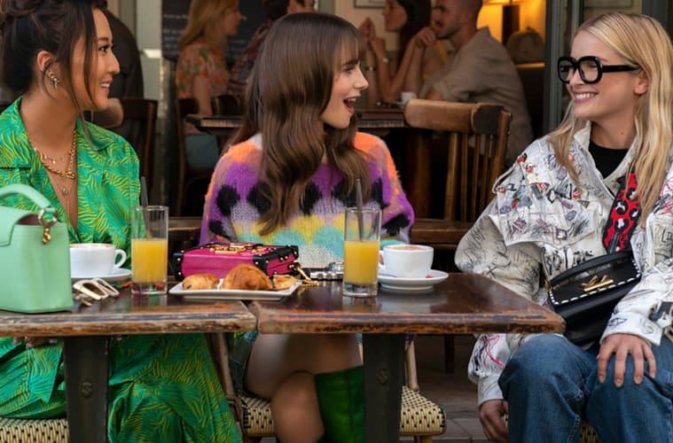 Netflix's "Emily in Paris" season 3, Emily with Mindy and Camille