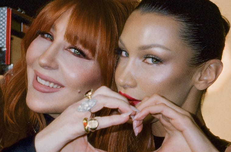 bella hadid charlotte tilbury pose together