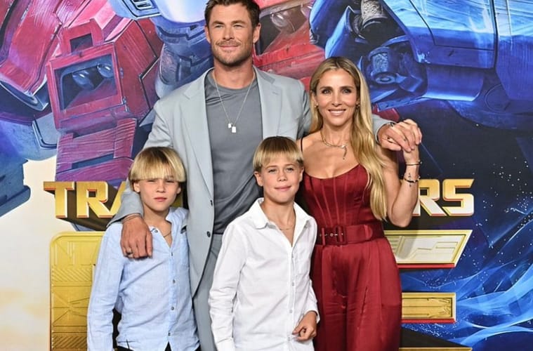 Chris Hemsworth Twins and Elsa at Transformers One Premiere