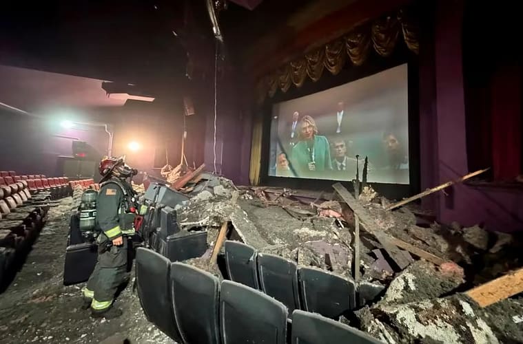 Chaos as Theater Ceiling Collapses Mid-Movie