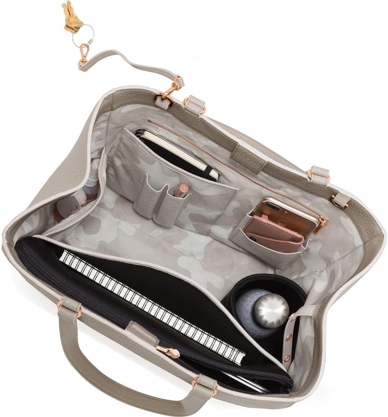 taupe tote interior