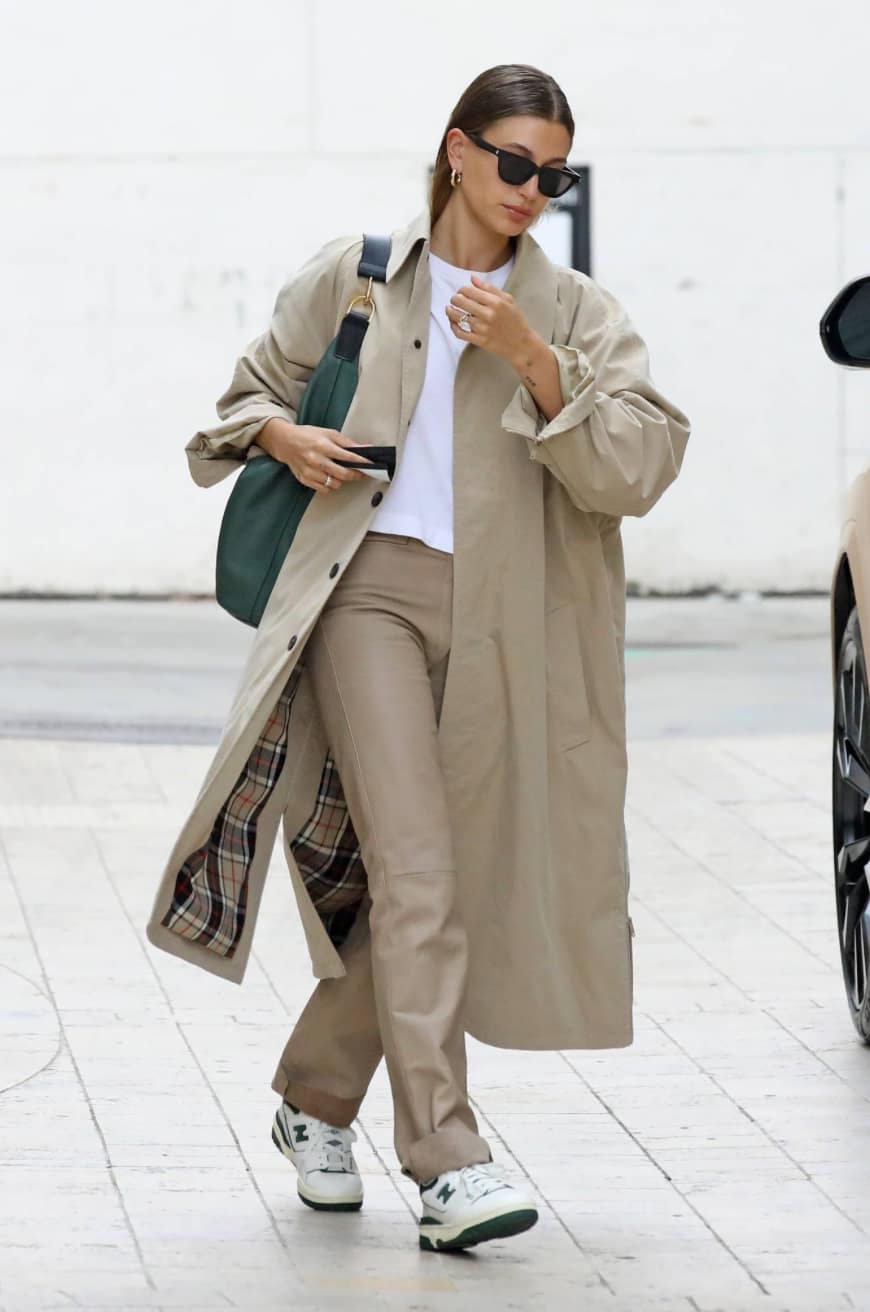 hailey bieber sneaker outfit