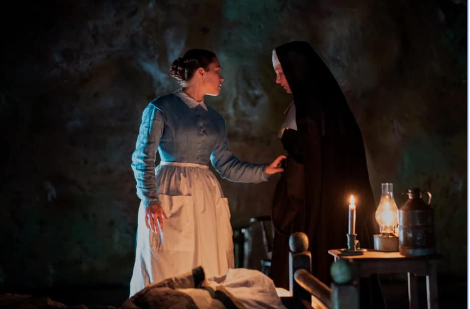 Lib with Nun in "The Wonder" on Netflix